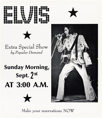 PHOTO BY ED BONJA (1945-2019). ELVIS / EXTRA SPECIAL SHOW AT 3:00 AM. 1972. 19x16¼ inches, 48¼x41¼ cm.                                           